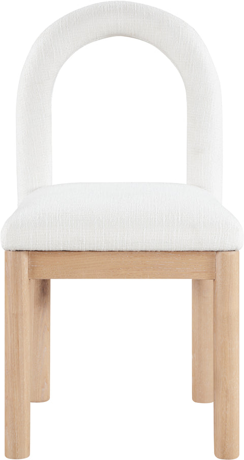 Greer Cream Linen Textured Fabric Upholstered Dining Chair , 1 Piece (Style 1)