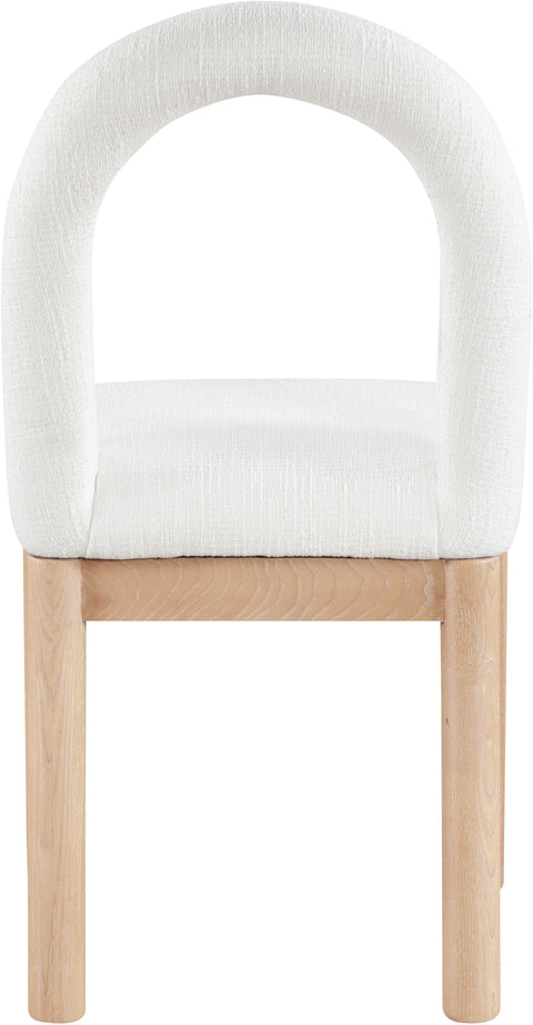 Greer Cream Linen Textured Fabric Upholstered Dining Chair , 1 Piece (Style 1)