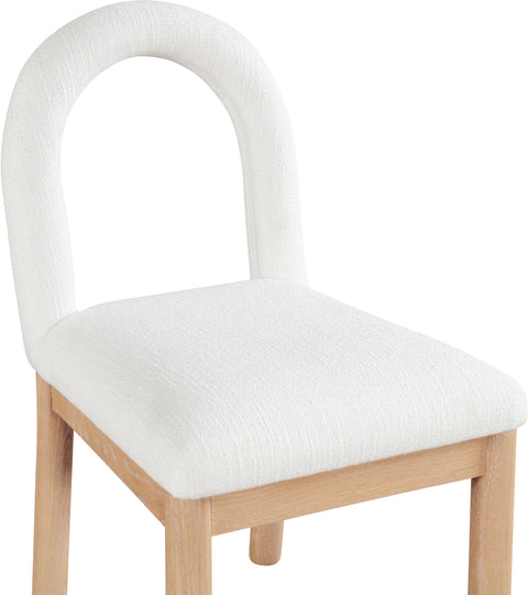 Greer Cream Linen Textured Fabric Upholstered Dining Chair , 1 Piece (Style 1)