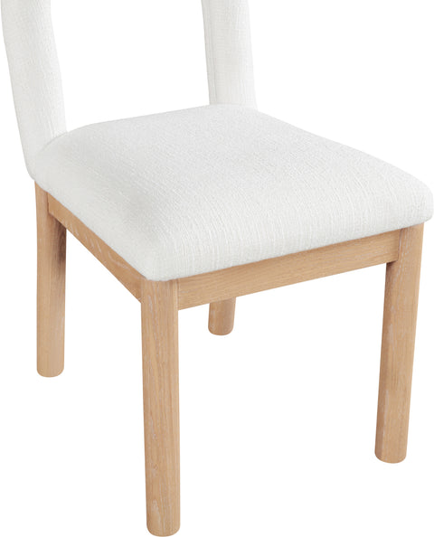 Greer Cream Linen Textured Fabric Upholstered Dining Chair , 1 Piece (Style 1)