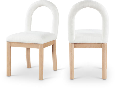 Greer Cream Linen Textured Fabric Upholstered Dining Chair , 1 Piece (Style 1)