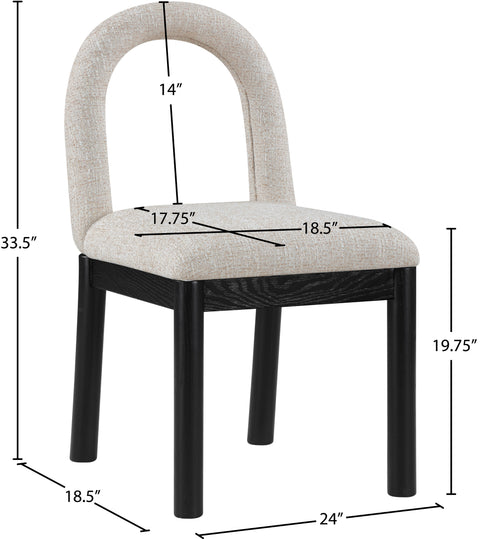 Greer Beige Linen Textured Fabric Upholstered Dining Chair , 1 Piece (Style 1)