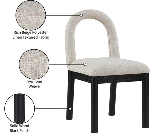 Greer Beige Linen Textured Fabric Upholstered Dining Chair , 1 Piece (Style 1)