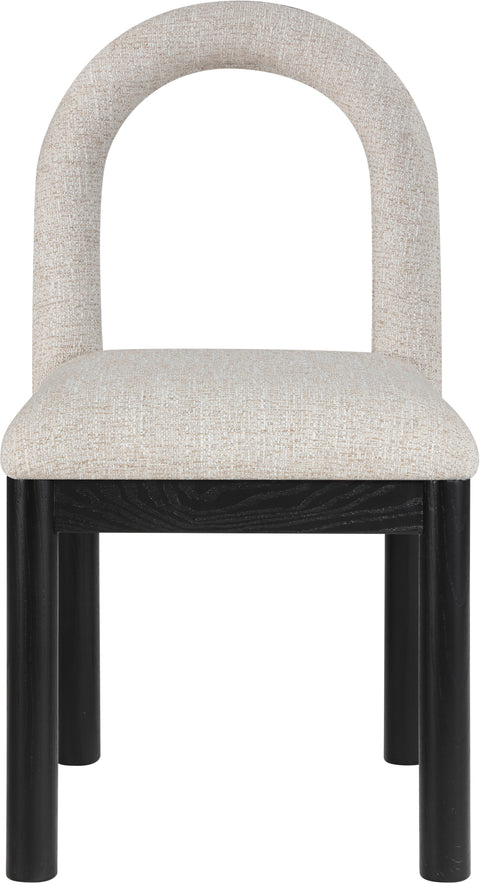 Greer Beige Linen Textured Fabric Upholstered Dining Chair , 1 Piece (Style 1)