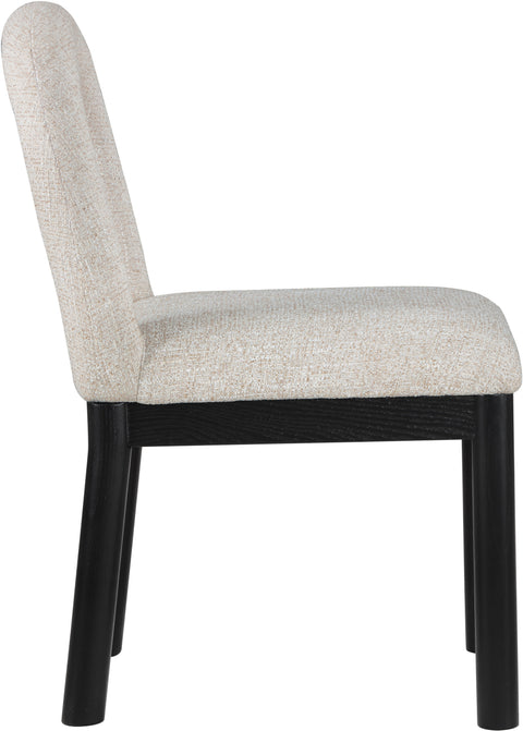 Greer Beige Linen Textured Fabric Upholstered Dining Chair , 1 Piece (Style 1)