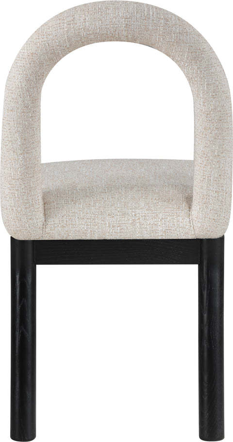 Greer Beige Linen Textured Fabric Upholstered Dining Chair , 1 Piece (Style 1)