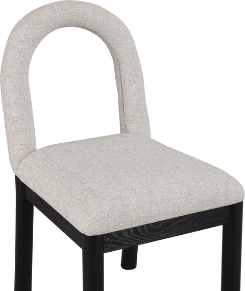 Greer Beige Linen Textured Fabric Upholstered Dining Chair , 1 Piece (Style 1)