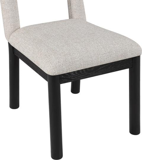 Greer Beige Linen Textured Fabric Upholstered Dining Chair , 1 Piece (Style 1)