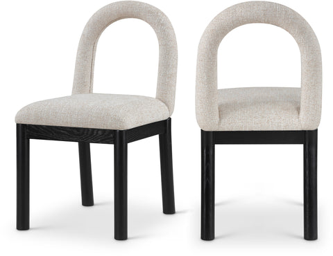 Greer Beige Linen Textured Fabric Upholstered Dining Chair , 1 Piece (Style 1)