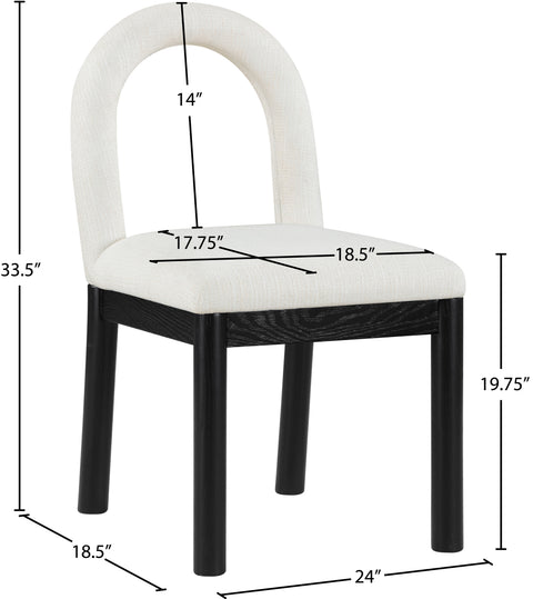 Greer Cream Linen Textured Fabric Upholstered Dining Chair , 1 Piece (Style 2)