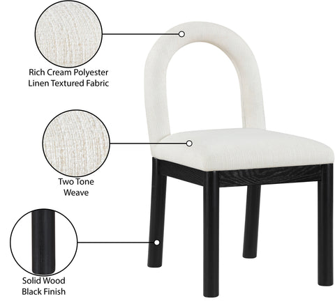 Greer Cream Linen Textured Fabric Upholstered Dining Chair , 1 Piece (Style 2)