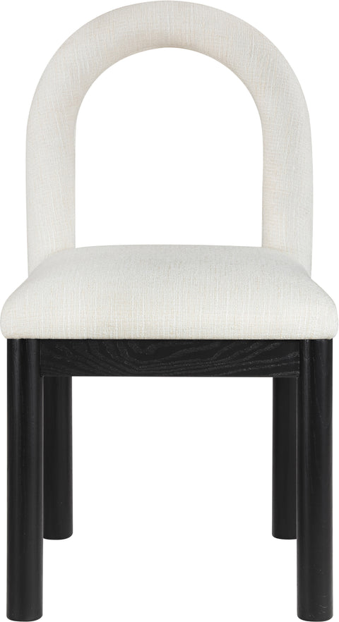 Greer Cream Linen Textured Fabric Upholstered Dining Chair , 1 Piece (Style 2)