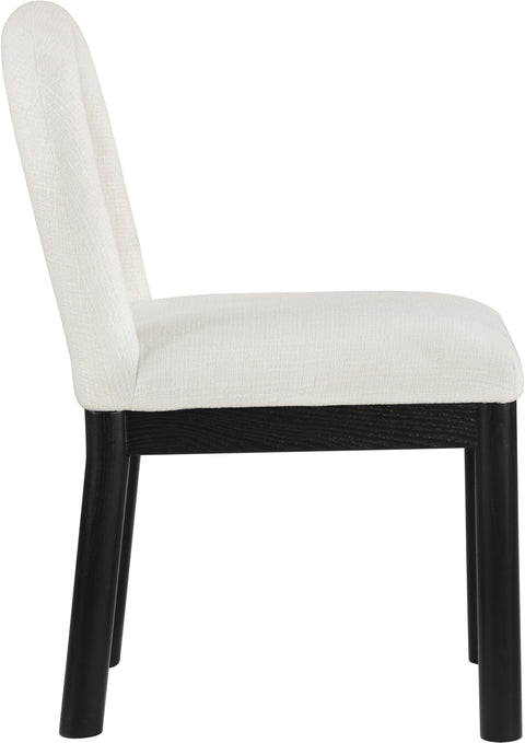 Greer Cream Linen Textured Fabric Upholstered Dining Chair , 1 Piece (Style 2)