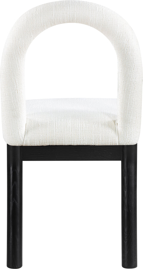 Greer Cream Linen Textured Fabric Upholstered Dining Chair , 1 Piece (Style 2)