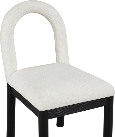 Greer Cream Linen Textured Fabric Upholstered Dining Chair , 1 Piece (Style 2)
