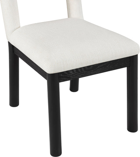 Greer Cream Linen Textured Fabric Upholstered Dining Chair , 1 Piece (Style 2)