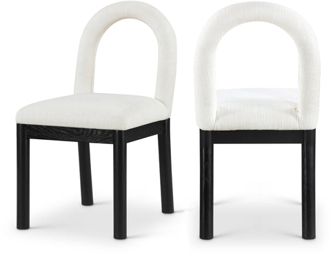 Greer Cream Linen Textured Fabric Upholstered Dining Chair , 1 Piece (Style 2)