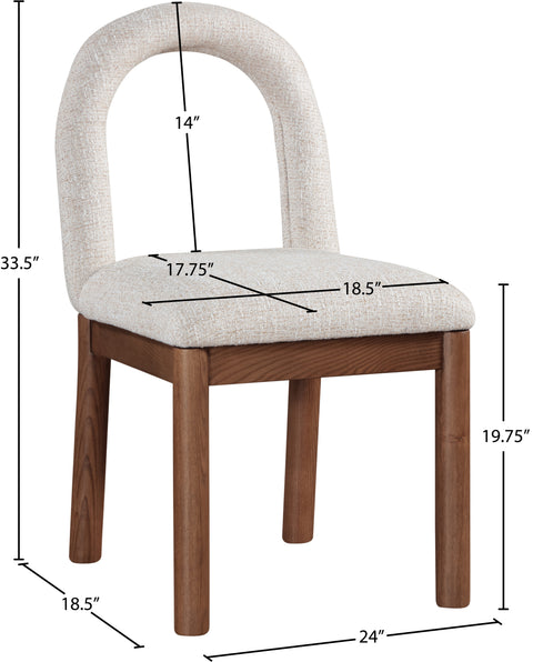 Greer Beige Linen Textured Fabric Upholstered Dining Chair , 1 Piece (Style 2)