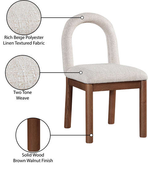 Greer Beige Linen Textured Fabric Upholstered Dining Chair , 1 Piece (Style 2)