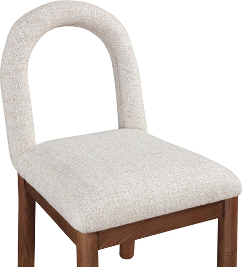 Greer Beige Linen Textured Fabric Upholstered Dining Chair , 1 Piece (Style 2)