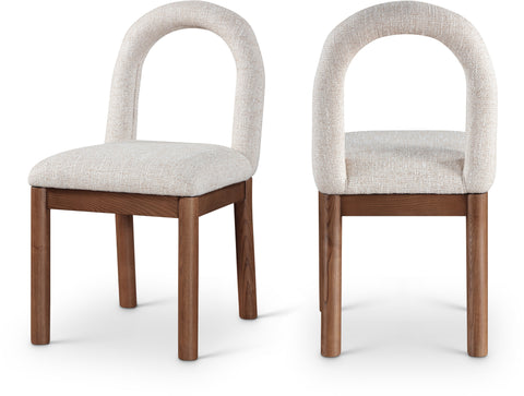 Greer Beige Linen Textured Fabric Upholstered Dining Chair , 1 Piece (Style 2)