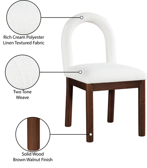 Greer Cream Linen Textured Fabric Upholstered Dining Chair , 1 Piece (Style 3)