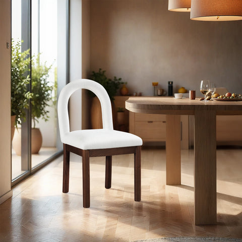 Greer Cream Linen Textured Fabric Upholstered Dining Chair , 1 Piece (Style 3)