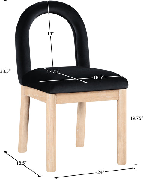 Greer Black Velvet Upholstered Dining Chair , 1 Piece (Style 1)