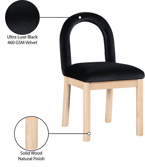 Greer Black Velvet Upholstered Dining Chair , 1 Piece (Style 1)