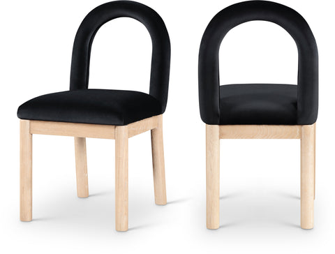 Greer Black Velvet Upholstered Dining Chair , 1 Piece (Style 1)