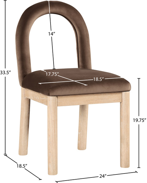 Greer Brown Velvet Upholstered Dining Chair, 1 Piece