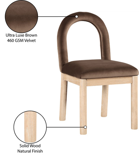 Greer Brown Velvet Upholstered Dining Chair, 1 Piece