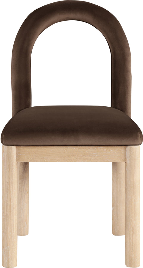 Greer Brown Velvet Upholstered Dining Chair, 1 Piece