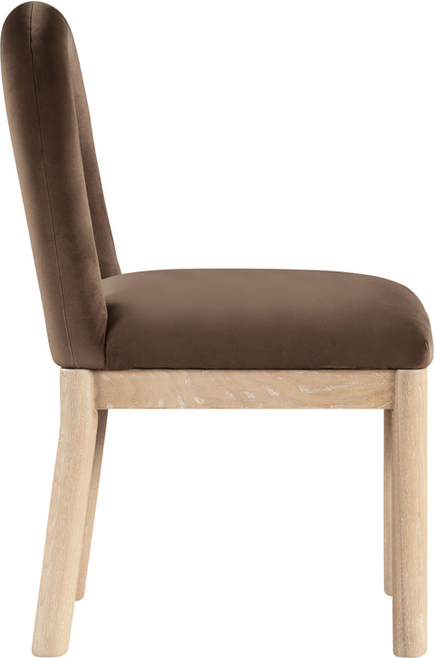 Greer Brown Velvet Upholstered Dining Chair, 1 Piece