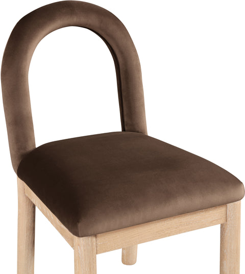 Greer Brown Velvet Upholstered Dining Chair, 1 Piece