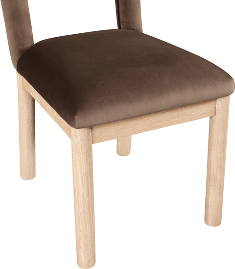 Greer Brown Velvet Upholstered Dining Chair, 1 Piece