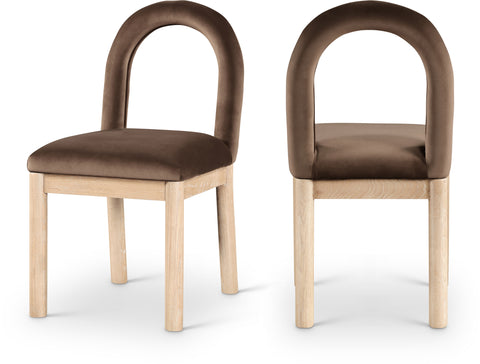 Greer Brown Velvet Upholstered Dining Chair, 1 Piece
