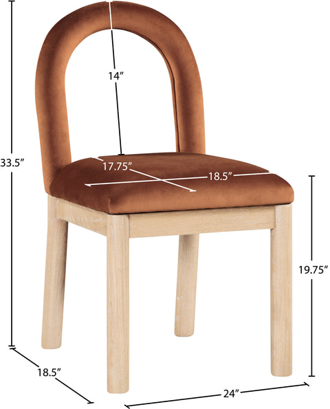 Greer Cognac Velvet Upholstered Dining Chair , 1 Piece (Style 1)