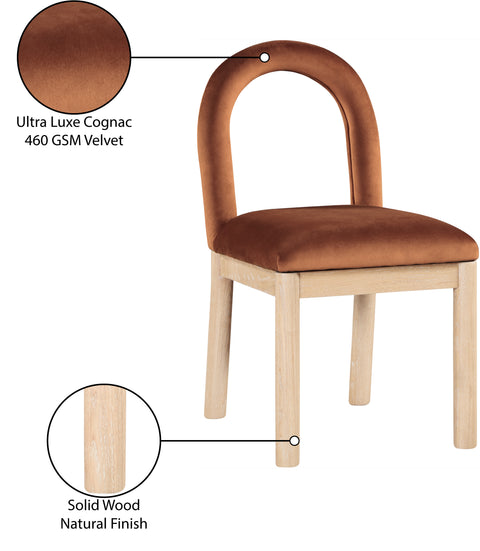 Greer Cognac Velvet Upholstered Dining Chair , 1 Piece (Style 1)
