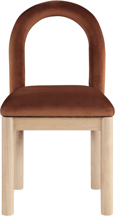 Greer Cognac Velvet Upholstered Dining Chair , 1 Piece (Style 1)
