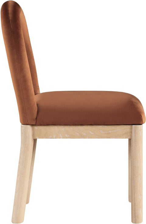 Greer Cognac Velvet Upholstered Dining Chair , 1 Piece (Style 1)