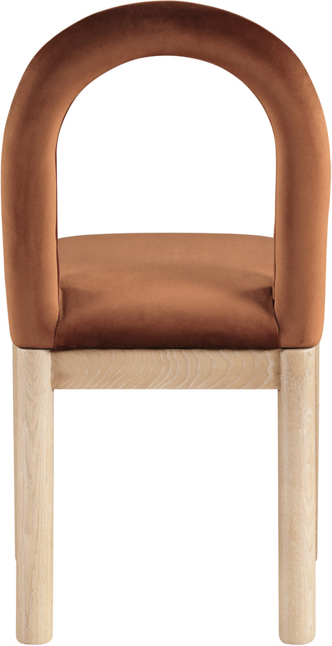 Greer Cognac Velvet Upholstered Dining Chair , 1 Piece (Style 1)