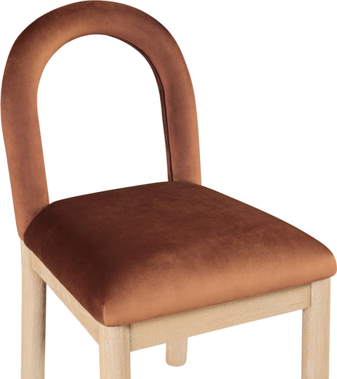 Greer Cognac Velvet Upholstered Dining Chair , 1 Piece (Style 1)