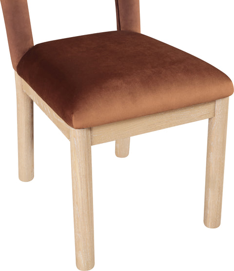 Greer Cognac Velvet Upholstered Dining Chair , 1 Piece (Style 1)