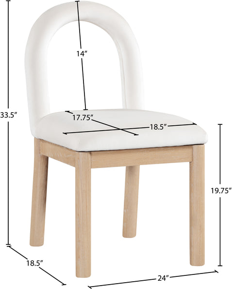 Greer Cream Velvet Upholstered Dining Chair , 1 Piece (Style 1)
