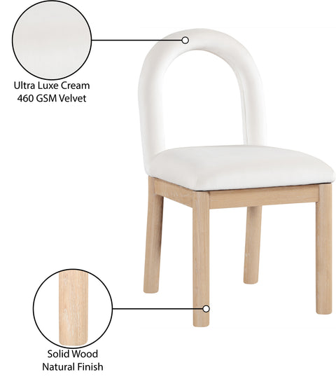 Greer Cream Velvet Upholstered Dining Chair , 1 Piece (Style 1)