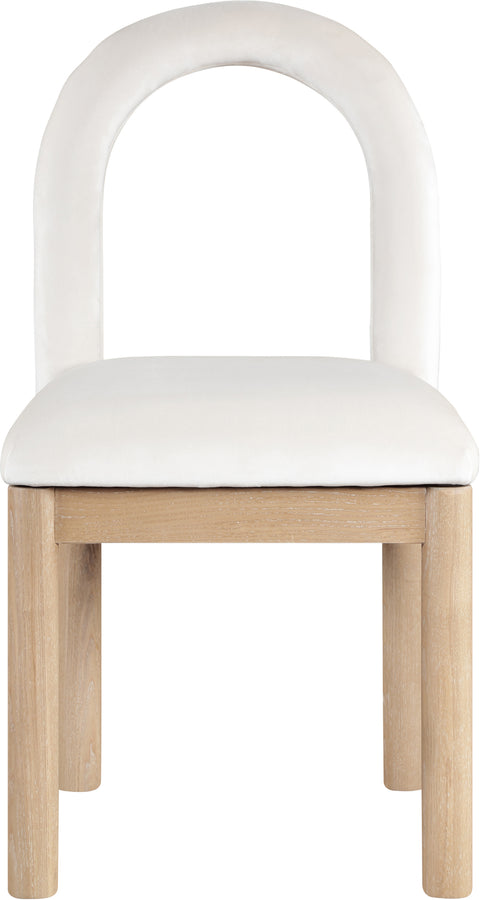 Greer Cream Velvet Upholstered Dining Chair , 1 Piece (Style 1)