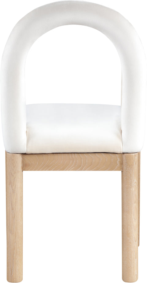 Greer Cream Velvet Upholstered Dining Chair , 1 Piece (Style 1)
