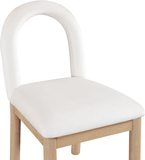 Greer Cream Velvet Upholstered Dining Chair , 1 Piece (Style 1)