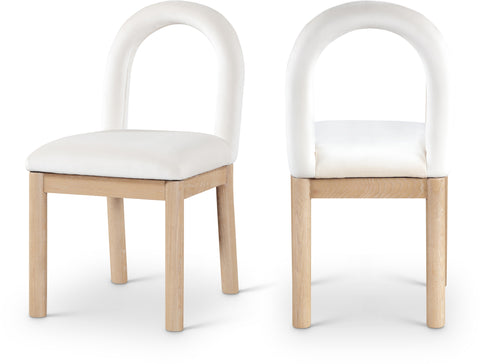 Greer Cream Velvet Upholstered Dining Chair , 1 Piece (Style 1)
